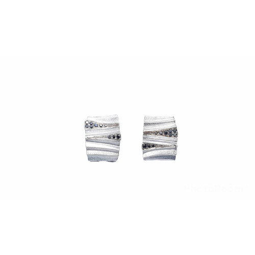Pendientes de plata y oro con diamantes negros