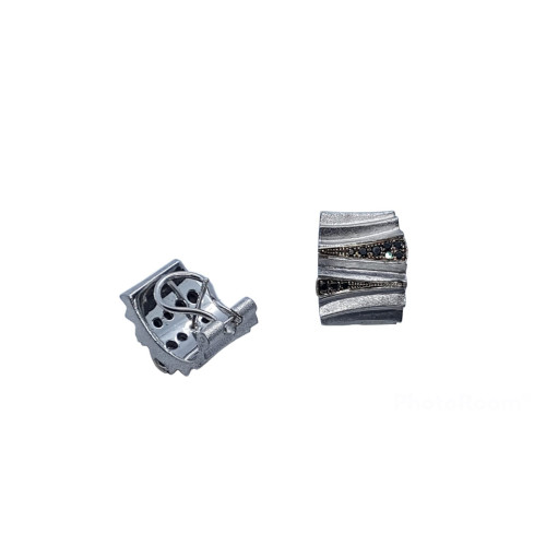 Pendientes de plata y oro con diamantes negros