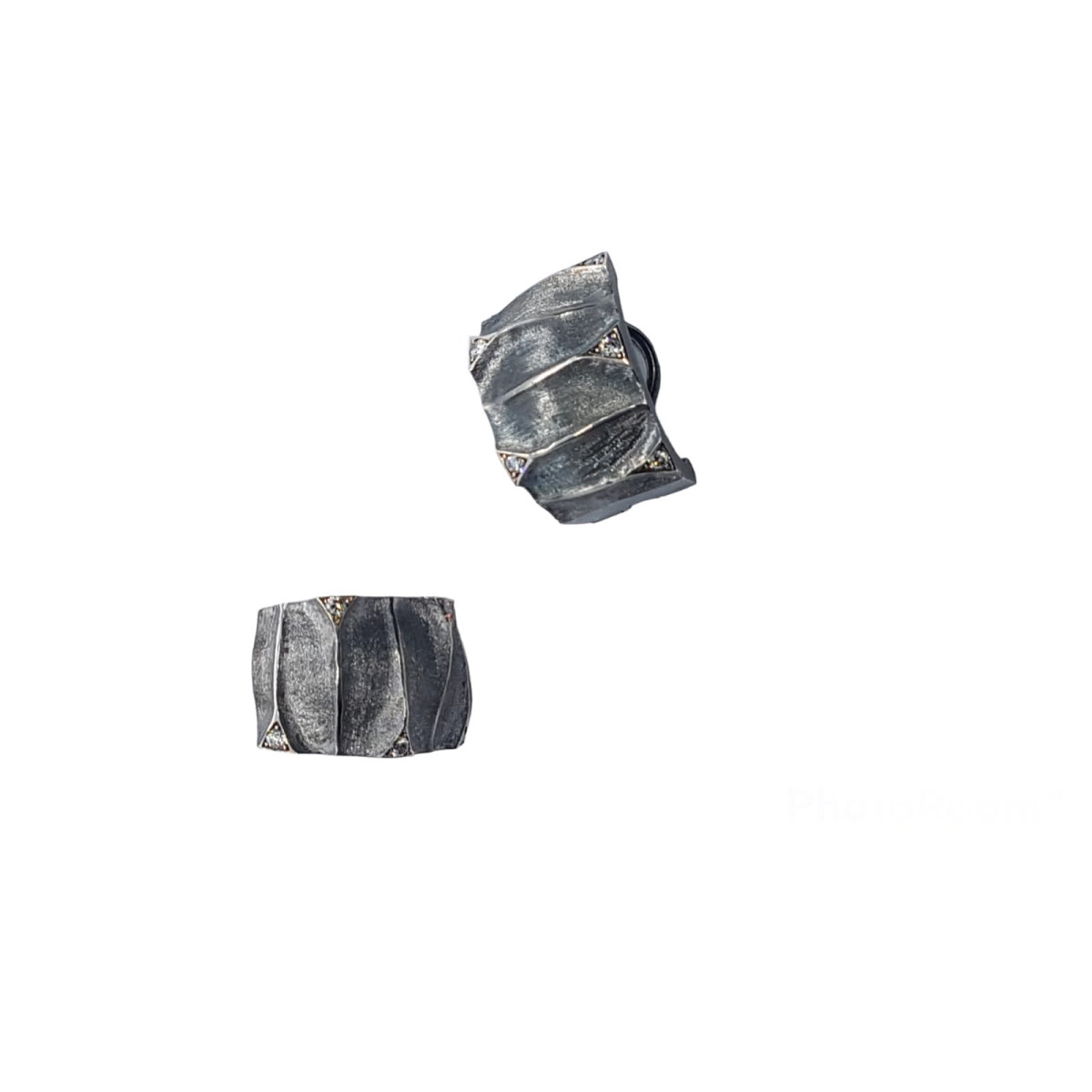 Pendientes de plata y oro con diamantes