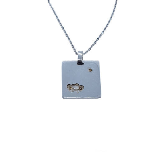 Gargantilla de plata y oro amarillo con diamante y corazones