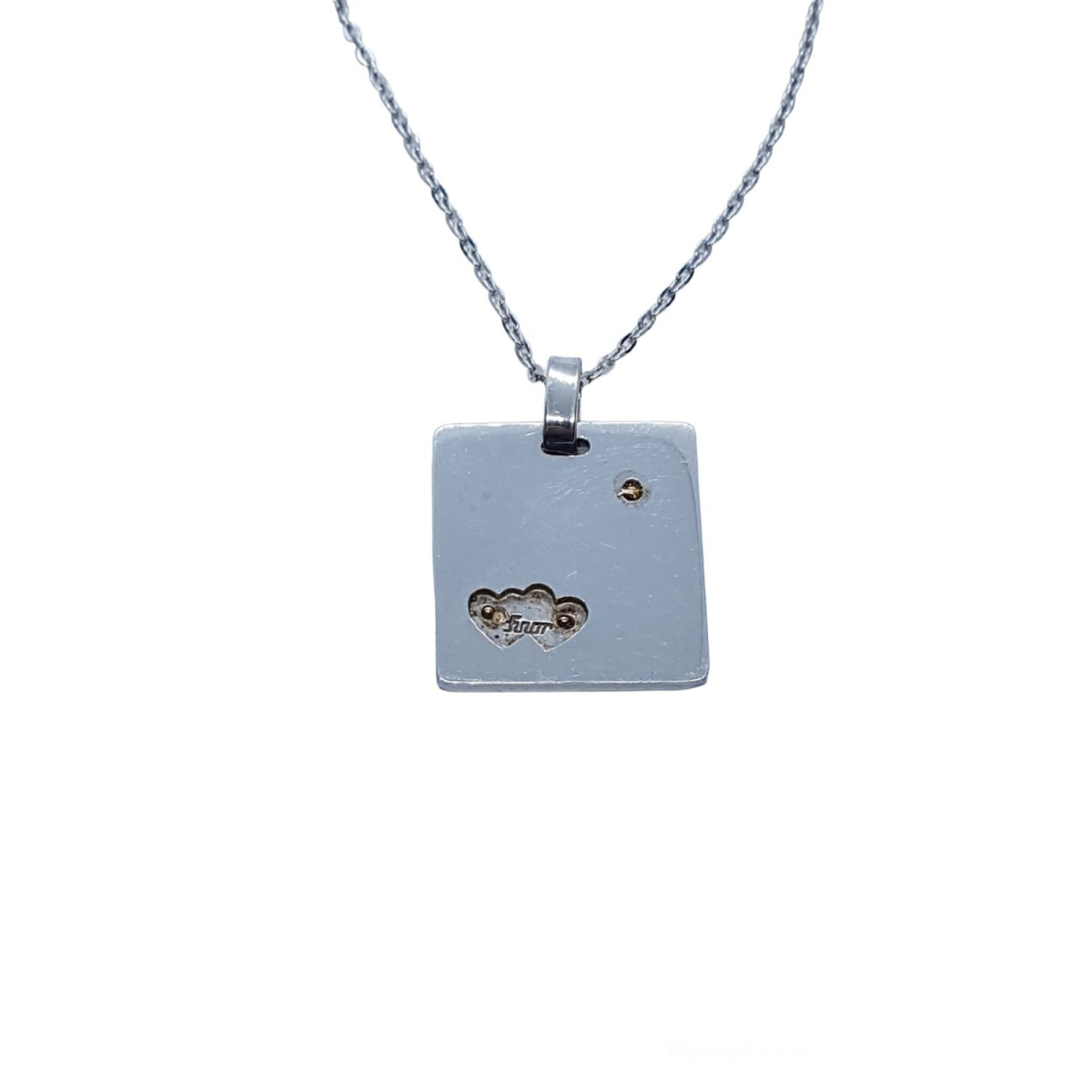 Gargantilla de plata y oro amarillo con diamante y corazones