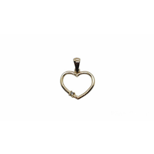 Colgante de oro amarillo con forma de corazón y diamante
