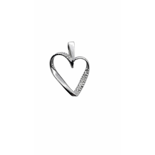 Colgante de oro blanco con forma de corazón y diamantes