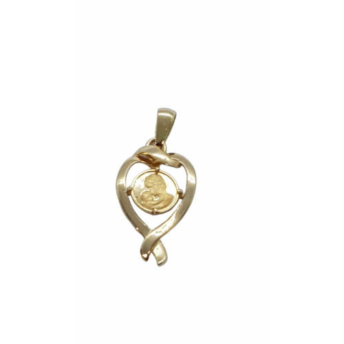 Colgante de oro amarillo con forma de mujer y bebé