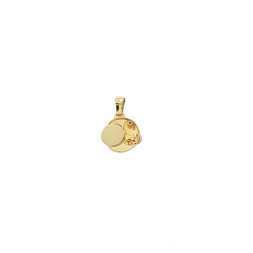 Colgante de oro amarillo con forma de bebé y reloj para grabar la hora de nacimiento
