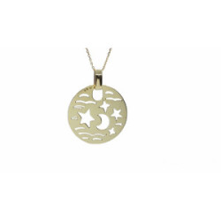 Colgante de oro amarillo, luna y estrellas