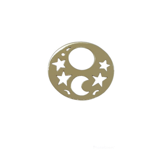 Colgante de oro amarillo, luna y estrellas