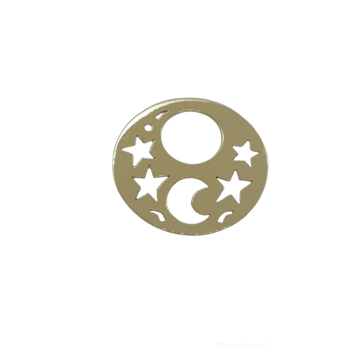 Colgante de oro amarillo, luna y estrellas