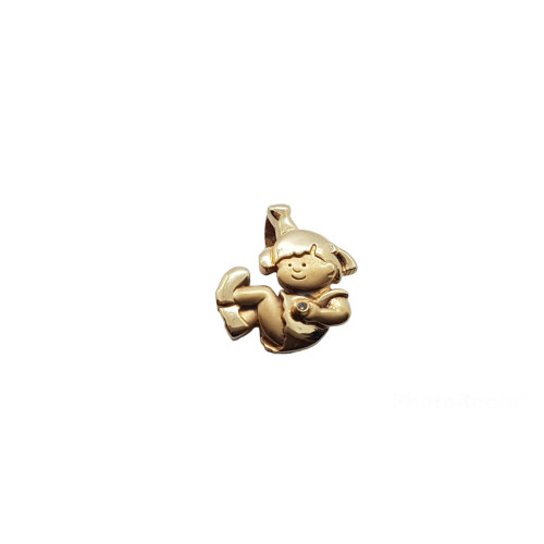 Colgante de oro amarillo con forma de niña y diamante