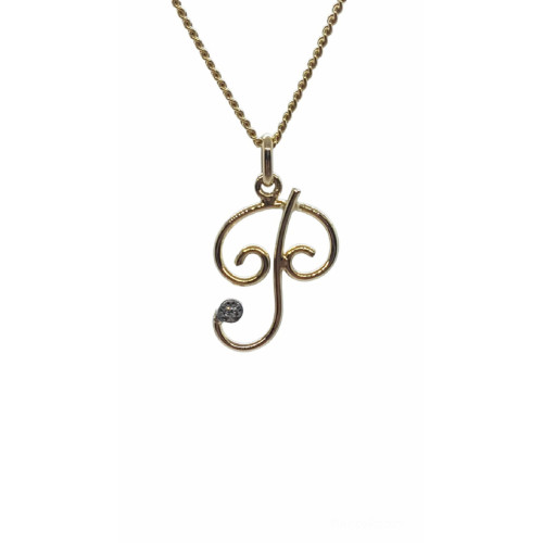 Colgante de oro amarillo con diamante - letra P