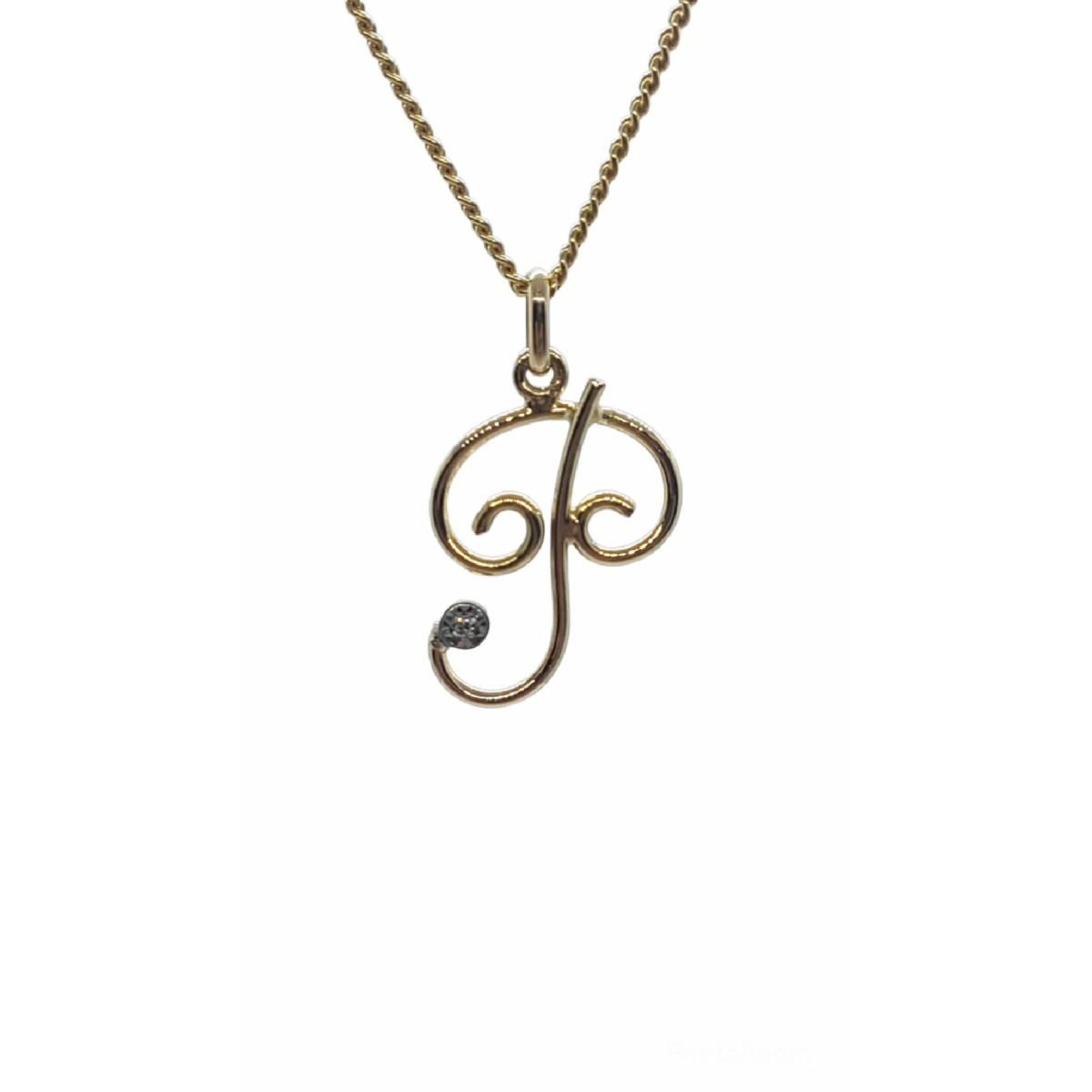 Colgante de oro amarillo con diamante - letra P