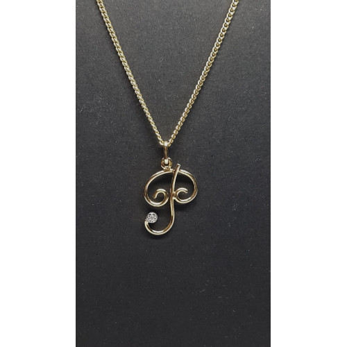 Colgante de oro amarillo con diamante - letra P