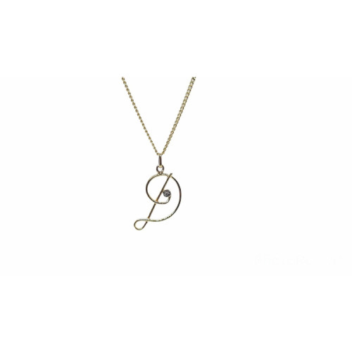 Colgante de oro amarillo con diamante - letra D