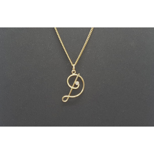Colgante de oro amarillo con diamante - letra D