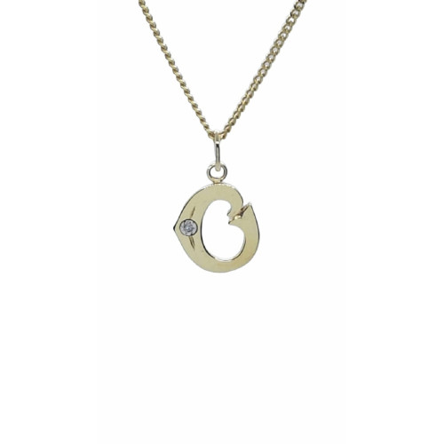 Colgante de oro amarillo con diamante - letra O