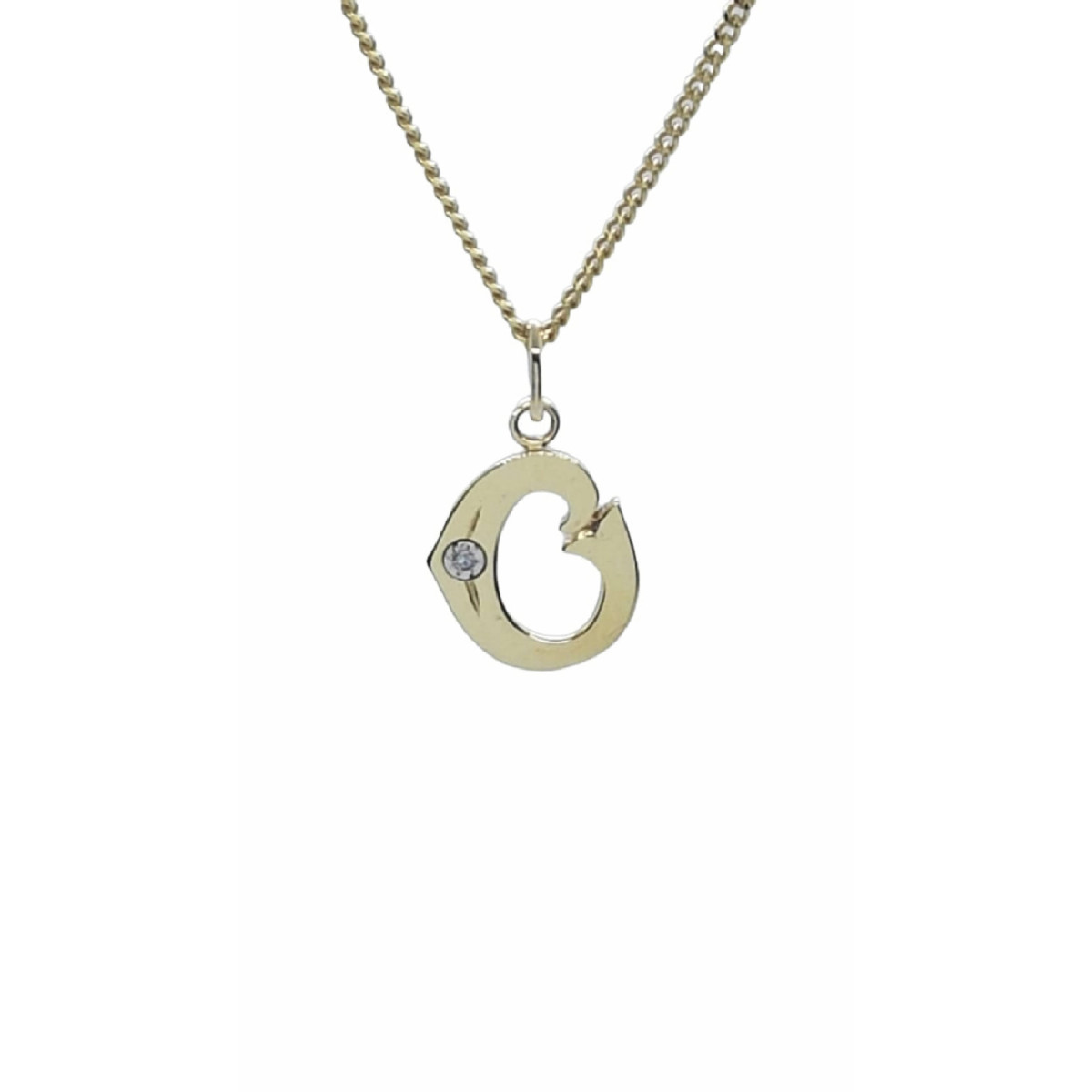 Colgante de oro amarillo con diamante - letra O