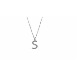 Gargantilla de oro blanco con diamantes - letra S