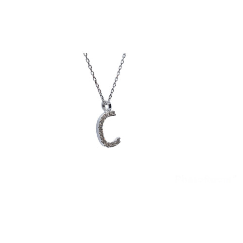 Gargantilla de oro blanco con diamantes - letra C