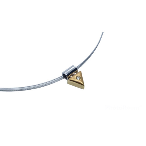 Colgante de oro amarillo y oro blanco con diamante