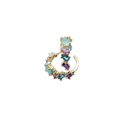 Pendientes chapados estilo aros con circonitas de colores
