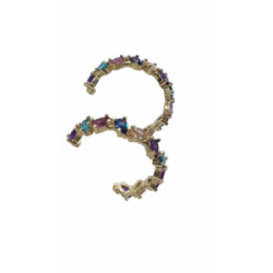 Pendientes chapados estilo aros con circonitas de colores