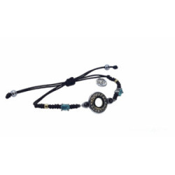 Pulsera de plata con macramé y circonitas