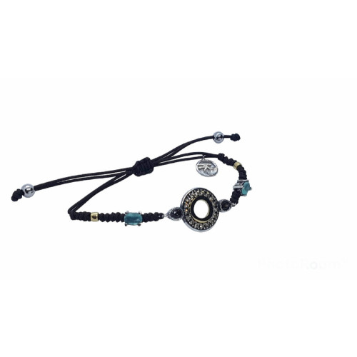 Pulsera de plata con macramé y circonitas