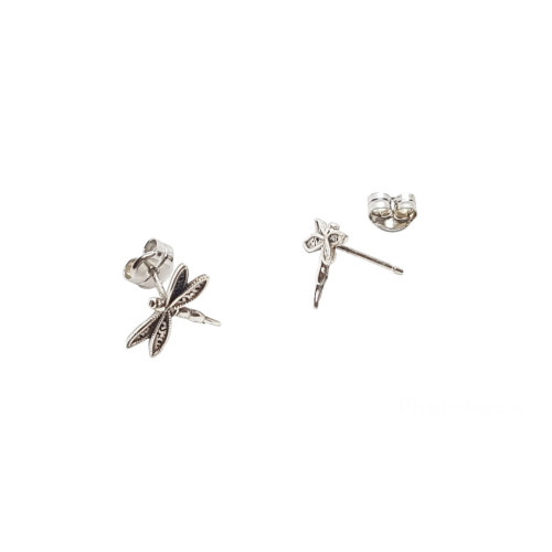 Pendientes de plata con forma de libélulas y circonitas