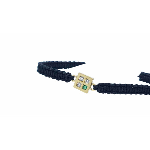 PULSERA DE ORO AMARILLO CON DIAMANTES Y ESMERALDA