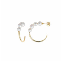 Pendientes de plata chapada con forma de aros y perlas naturales