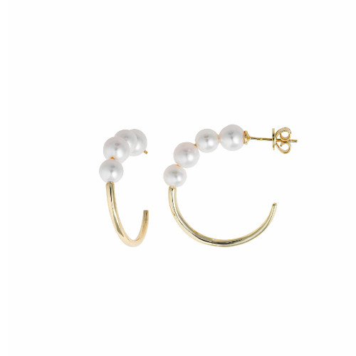 Pendientes de plata chapada con forma de aros y perlas naturales