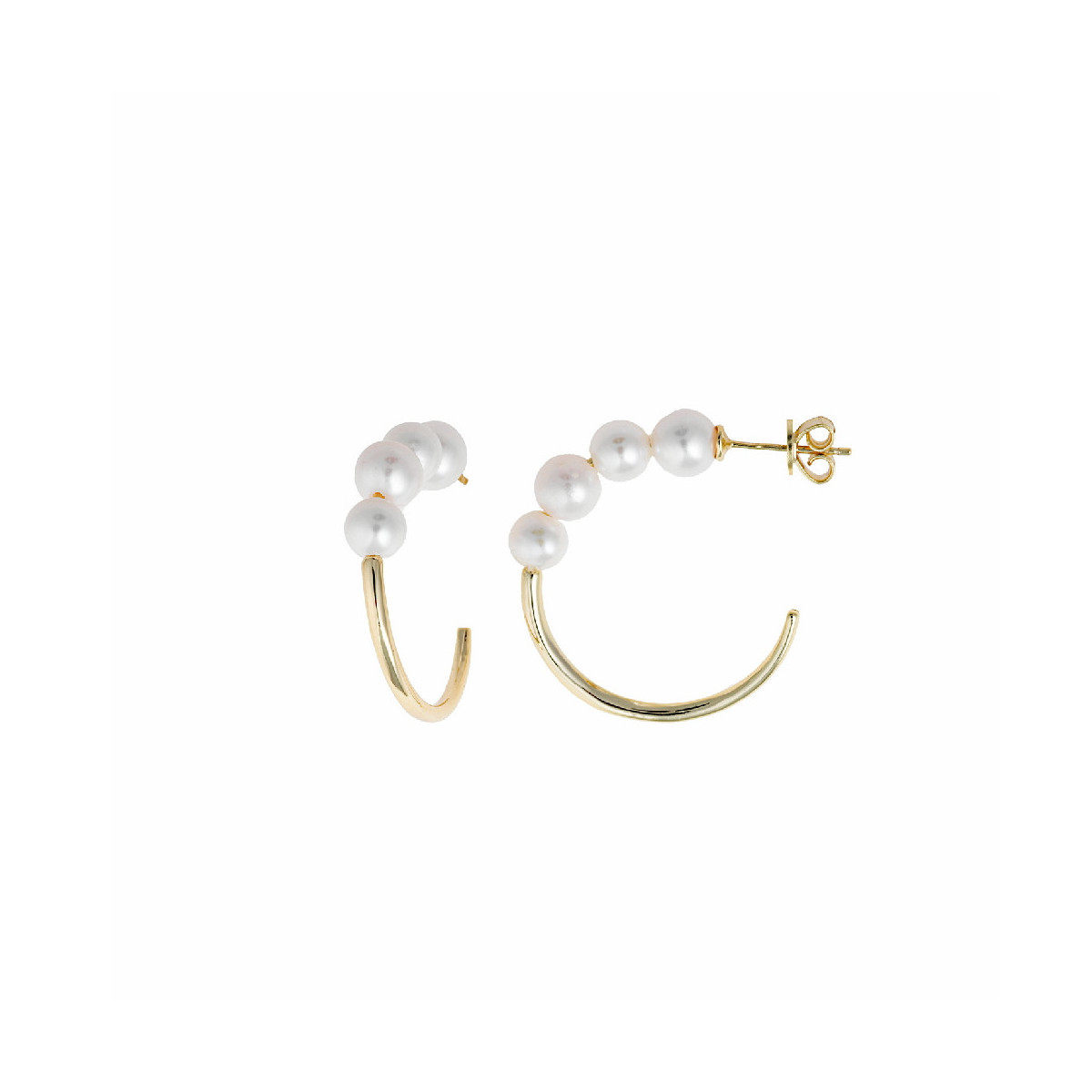 Pendientes de plata chapada con forma de aros y perlas naturales