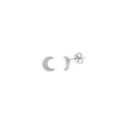 Pendientes de plata con forma de medias lunas y circonitas blancas