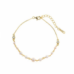 Pulsera de plata chapada con circonitas y perlas naturales
