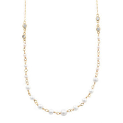 Collar de plata chapada con circonitas blancas y perlas naturales