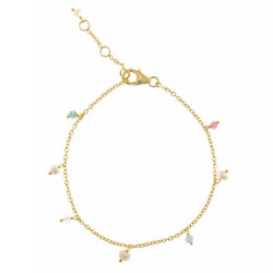 Pulsera de plata chapada con gemas y perlas naturales