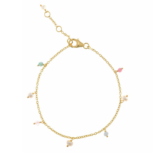 Pulsera de plata chapada con gemas y perlas naturales