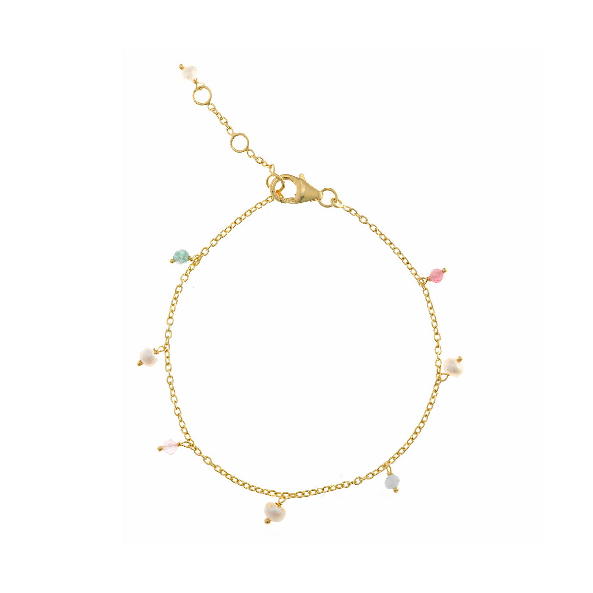 Pulsera de plata chapada con gemas y perlas naturales