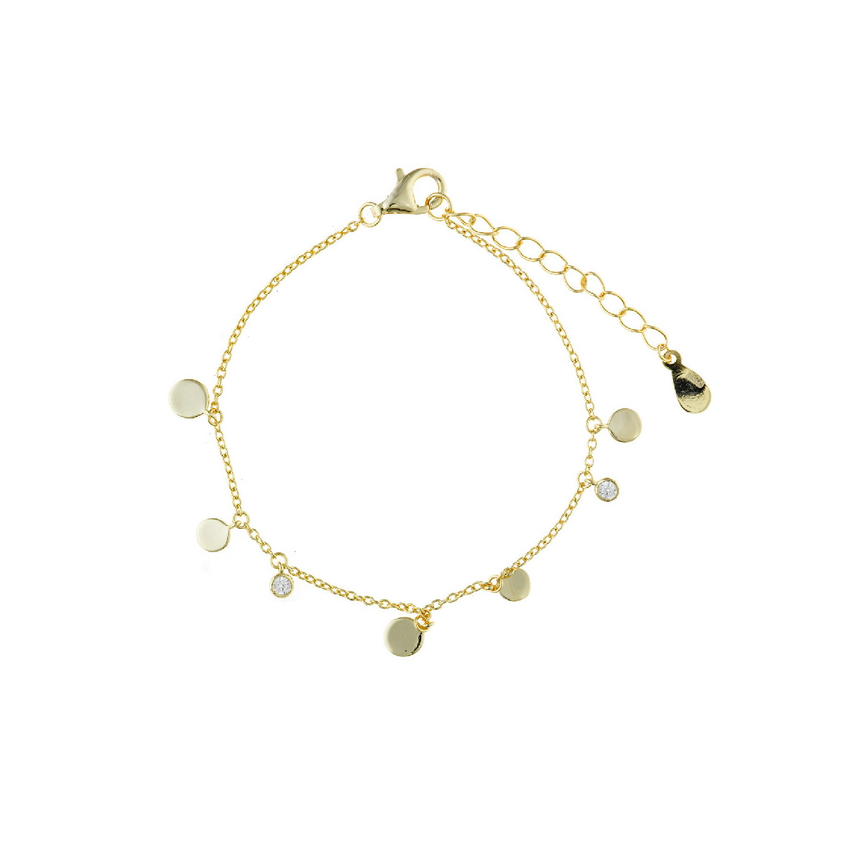 Pulsera de plata chapada con circonitas y placas