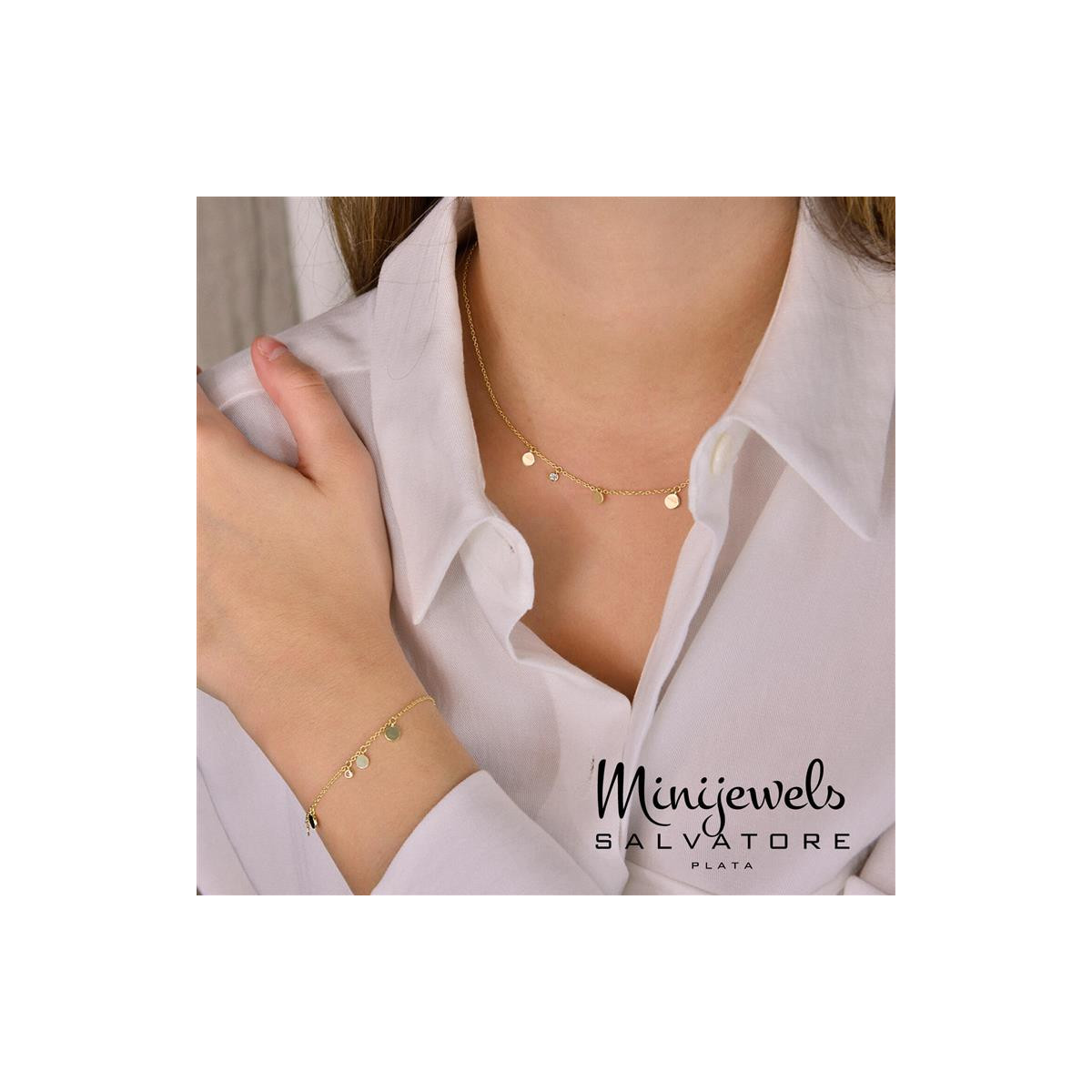 Pulsera de plata chapada con circonitas y placas