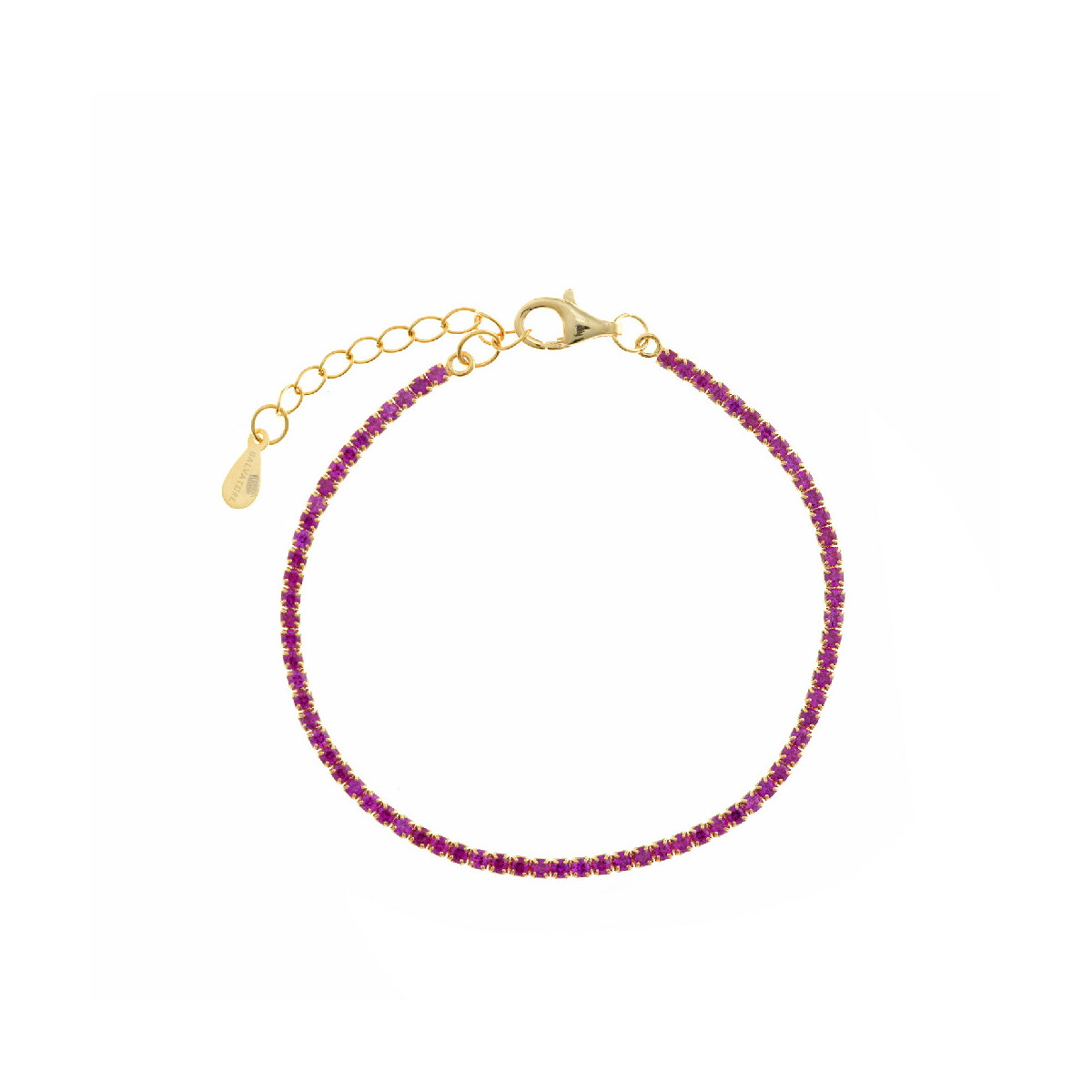 Rivière de plata con circonitas rojas