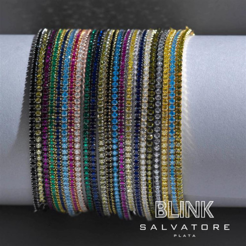 Rivière de plata con circonitas rojas