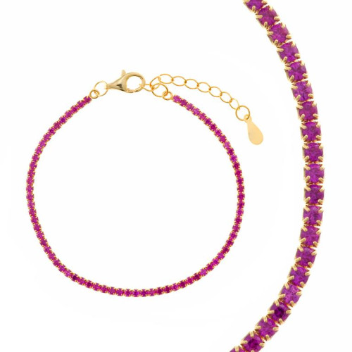 Rivière de plata con circonitas rojas
