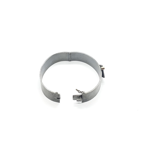 Brazalete rígido de plata, oro y diamante