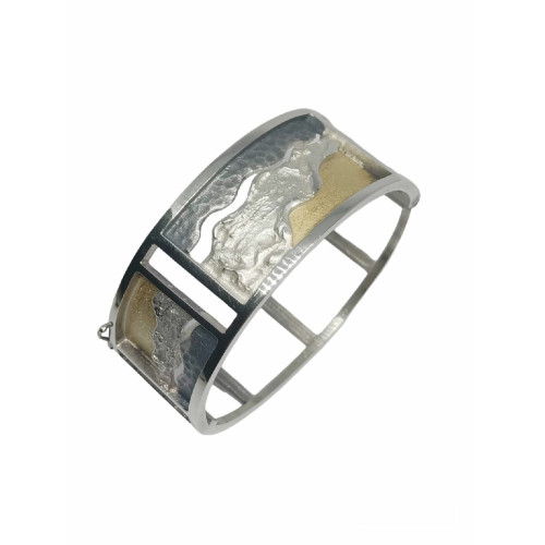 Brazalete rígido de plata y oro