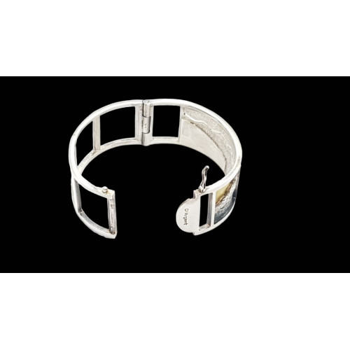 Brazalete rígido de plata y oro