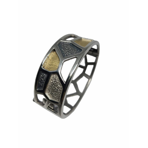 Brazalete rígido de plata y oro