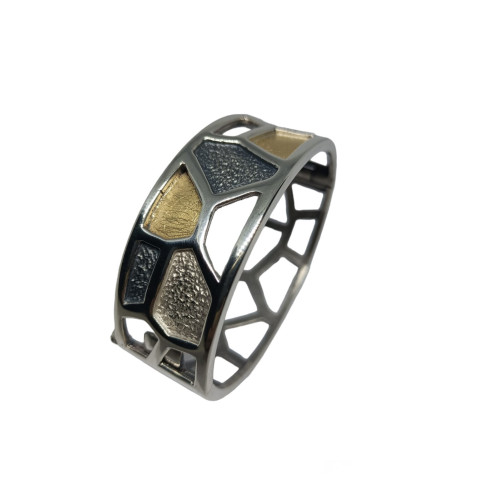 Brazalete rígido de plata y oro
