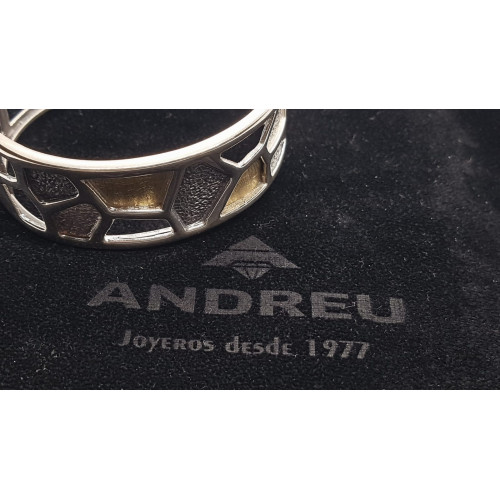Brazalete rígido de plata y oro