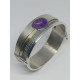 Brazalete rígido de plata, oro y amatista